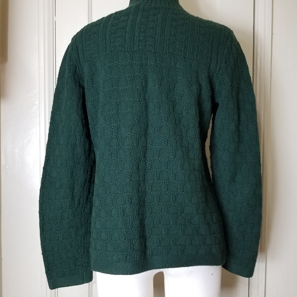 CHRISTOPHER AND BANKS green 100% cotton cable knit long sleeve zip up sweater - Picture 4 of 6